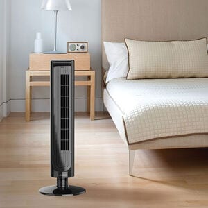 Lasko 32 in. Oscillating Tower Fan with 3 Speed Settings & Remote Control - Black, , hires