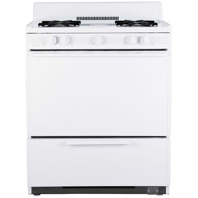 Premier 30 in. 3.9 cu. ft. Oven Freestanding Gas Range with 4 Open Burners - White on White | BFK100OP