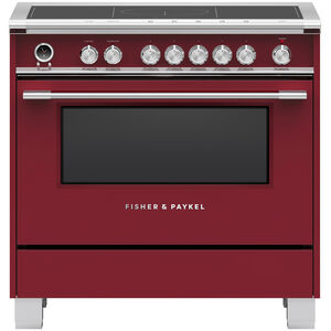 Fisher & Paykel Series 9 Classis 36 in. 4.9 cu. ft. Convection Oven Freestanding Electric Range with 5 Induction Zones - Red, , hires