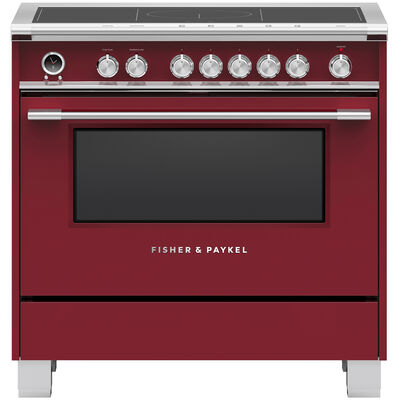 Fisher & Paykel Series 9 Classis 36 in. 4.9 cu. ft. Convection Oven Freestanding Electric Range with 5 Induction Zones - Red | OR36SCI6R1