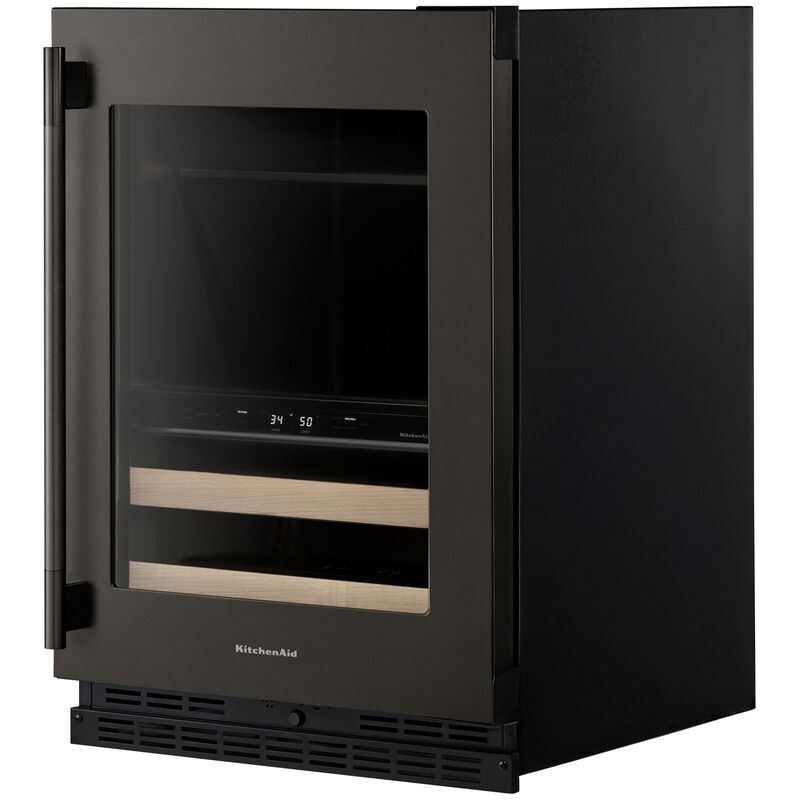 KitchenAid 24 in. Built-In/Freestanding 4.8 cu. ft. Compact Beverage Center with Adjustable Shelves & Digital Control - Black Ore, Black Ore, hires