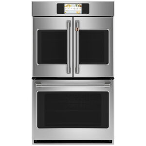 Cafe 30" 10.0 Cu. Ft. Electric Smart Double French Door Wall Oven with True European Convection & Self Clean - Stainless Steel, Stainless Steel, hires