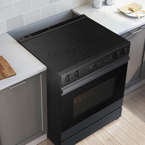 Samsung Bespoke 30 in. 6.3 cu. ft. Smart Air Fry True European Convection Slide-In Electric Range with Smoothtop Burners - Matte Black Steel, , hires