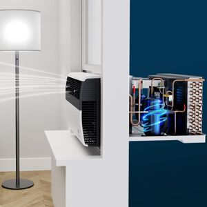 Friedrich Kuhl Inverter Series 12,600 BTU 230V Smart Window/Wall Air Conditioner with Heat Pump, 3 Fan Speeds, Remote Control - Cool Grey, , hires