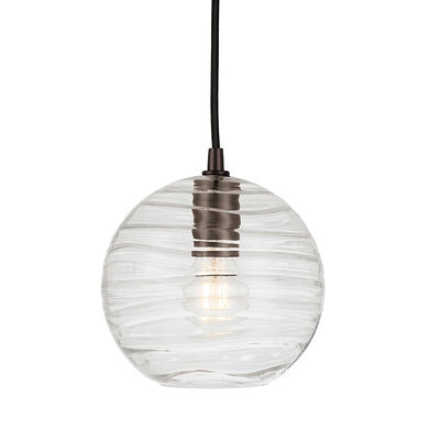 Hudson & Canal Wayve 8 in. Pendant with Rippled Clear Glass Shade - Blackened Bronze | PD0078