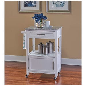 Flynn Kitchen Cart with Granite Top-White, , hires