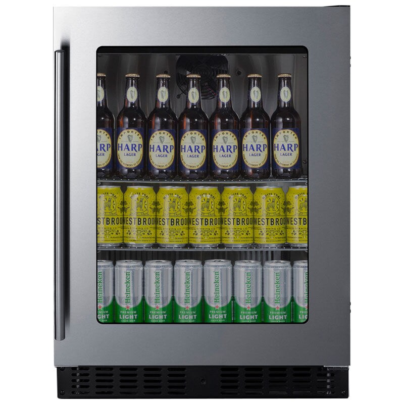 Summit 24 in. Built-In/Freestanding 3.2 cu. ft. Compact Beverage Center with Adjustable Shelves & Digital Control - Stainless Steel, , hires