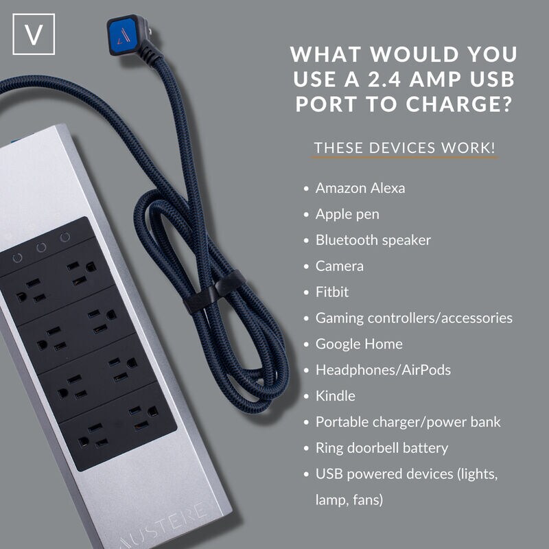 Austere V Series 8-Outlet 3,000 Joules Surge Protector with Fast Charging USB, , hires