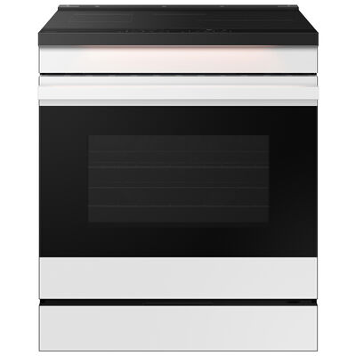 Samsung Bespoke 30 in. 6.3 cu. ft. Smart Air Fry Convection Oven Slide-In Electric Range with 4 Induction Zones - White Glass | NSI6DB950012