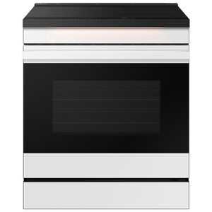 Samsung Bespoke 30 in. 6.3 cu. ft. Smart Air Fry Convection Oven Slide-In Electric Range with 4 Induction Zones - White Glass, White Glass, hires