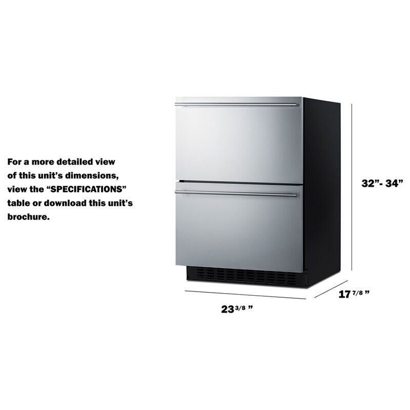 Summit 24 in. 3.1 cu. ft. Refrigerator Drawer - Stainless Steel, , hires