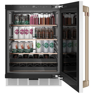 Cafe 24 in. 5.1 cu. ft. Built-In/Freestanding Beverage Center with Pull-Out Shelves & Digital Control - Matte White, Matte White, hires