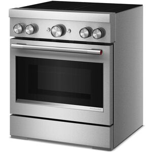 KitchenAid Commercial-Style 30 in. 4.1 cu. ft. Air-Fry True European Convection Electric Range with 4 Induction Burners - Stainless Steel, , hires