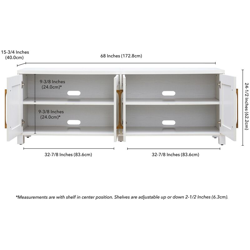 Preston & Cole Daphne 68" Wide TV Stand for TVs up to 75" - White, , hires