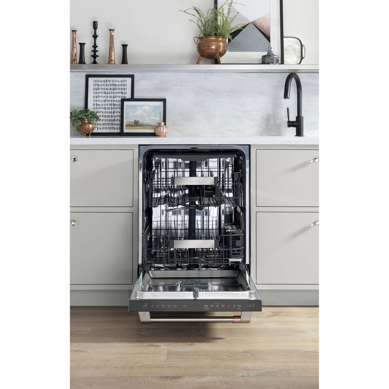 Cafe 24 in. Built-In Dishwasher with Top Control, 45 dBA Sound Level, 16 Place Settings, 5 Wash Cycles & Sanitize Cycle - Stainless Steel, Stainless Steel, hires