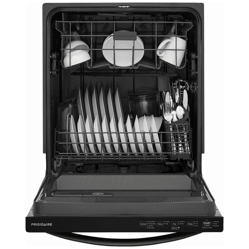 Frigidaire 24 in. Built-In Dishwasher with Top Control, 52 dBA Sound Level, 14 Place Settings, 4 Wash Cycles & Sanitize Cycle - Black, Black, hires