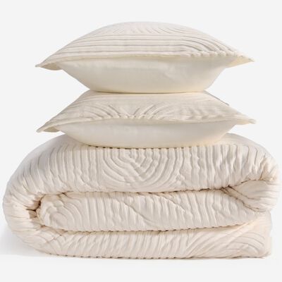 BEDGEAR Performance Duvet & 2pc Sham Set, Racetrack, Cream, Queen | BGB035450