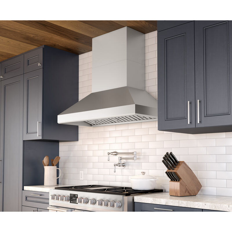 Zephyr Titan Series 48 in. Chimney Style Range Hood with 6 Speeds, 750 CFM, Ducted Venting & 2 LED Lights - Stainless Steel, , hires