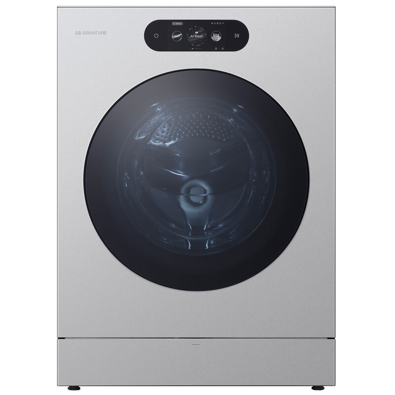 LG 29 in. 5.8 cu. ft. Smart Stackable Front Load Washer with Built-In Intelligence, TurboWash 360, EZ Dispense, Sanitize & Steam Cycle - Brushed Platinum Steel, , hires