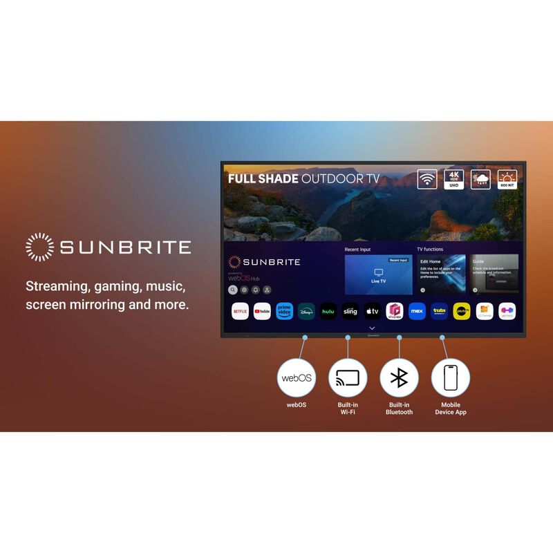 SunBrite TV - Veranda 4 Series 75" Class Full Shade 4K UHD LED Smart webOS Outdoor TV, , hires
