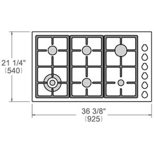 Bertazzoni Professional Series 36 in. 6-Burner Natural Gas Cooktop with Simmer Burner & Power Burner - Stainless Steel, , hires