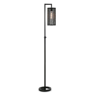 Hudson & Canal Parthen Blackened Bronze Floor Lamp with Perforated Metal Shade | FL0116