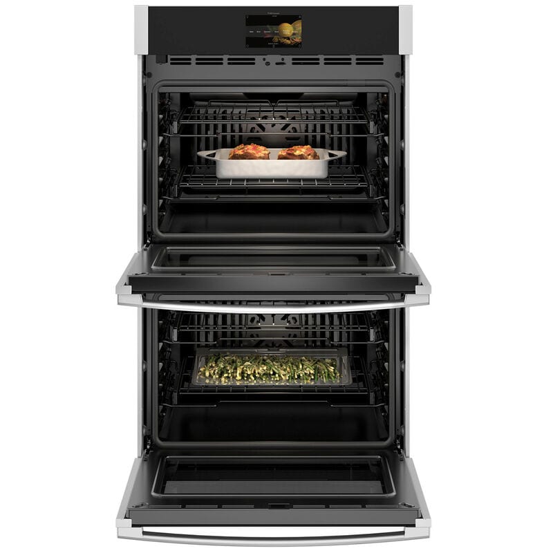 GE Profile 30 in. 10 cu. ft. Smart Top Control Electric Double Wall Oven with True European Convection - Stainless Steel, Stainless Steel, hires