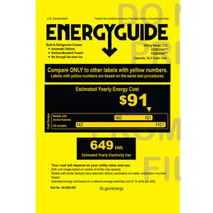 Viking 5 Series 36 in. 20.4 cu. ft. Built-In Counter Depth Bottom Freezer Refrigerator with Ice Maker - Stainless Steel, , hires