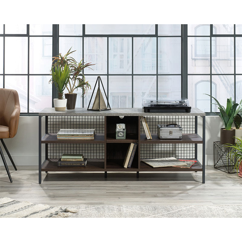 Sauder Industrial TV Stand with Shelves - Fits TVs up to 60
