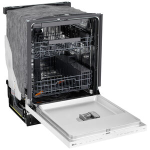 LG 24 in. Top Control Flush-Mount Smart Dishwasher with 46 dBA Sound Level, 3rd-Rack, AutoVent Dry & Pocket Handle - White, , hires