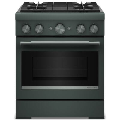 KitchenAid Commercial-Style 30 in. 4.1 cu. ft. Air-Fry True European Convection Dual Fuel Range with 4 Sealed Burners - Juniper | KFDS930SJP