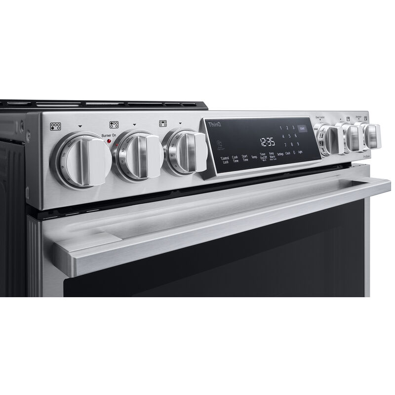 LG Studio 30 in. 6.3 cu. ft. Smart Air Fry Convection Oven Slide-In Electric Range with 4 Induction Zones & 1 Radiant Burner - Stainless Steel, , hires