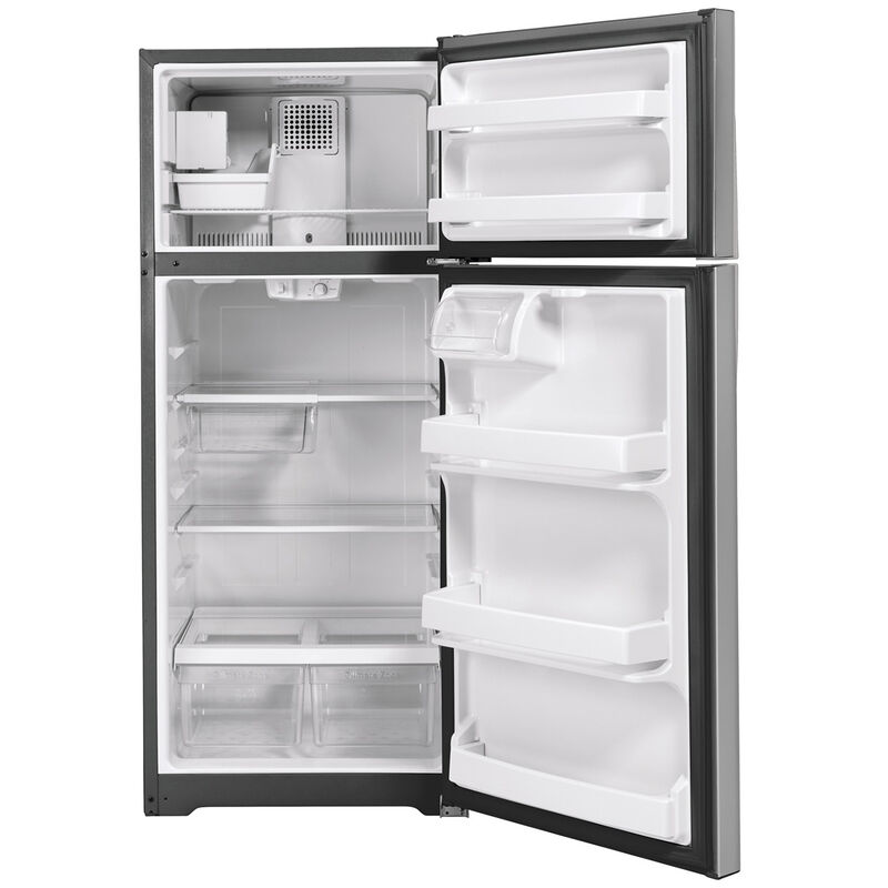 GE 28 in. 17.5 cu. ft. Top Freezer Refrigerator with Ice Maker - Stainless Steel, Stainless Steel, hires