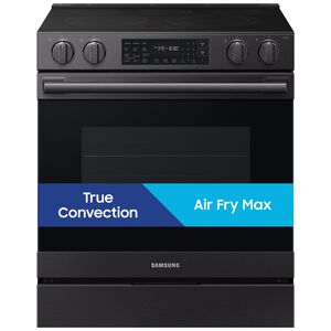 Samsung Bespoke 30 in. 6.3 cu. ft. Smart Air-Fry True European Convection Slide-In Electric Range with Radiant Burners - Matte Black Steel, Matte Black Steel, hires