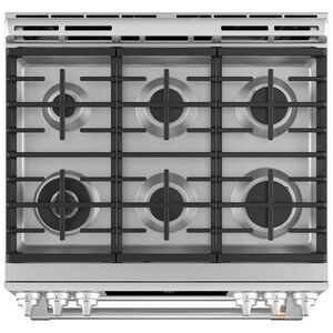 Cafe 30 in. 6.7 cu. ft. Smart Air Fry True European Convection Double Oven Slide-In Gas Range with 6 Sealed Burners & Griddle - Stainless Steel, Stainless Steel, hires
