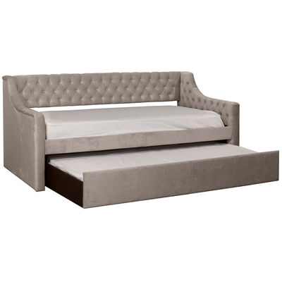 Hillsdale Furniture Jaylen Upholstered Twin Daybed with Trundle - Silver Gray | 2240DBT