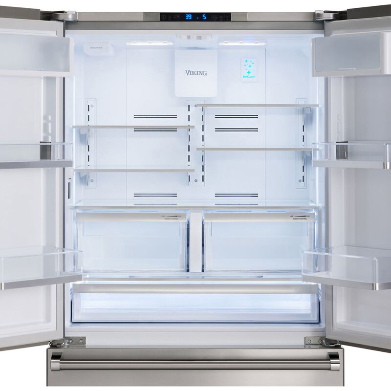 Viking 3 Series 36 in. 19.9 cu. ft. Counter Depth French Door Refrigerator with Internal Water Dispenser - Stainless Steel, , hires