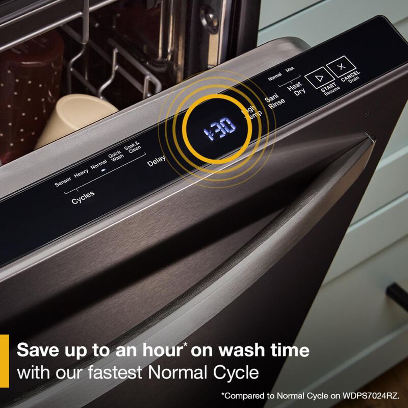 Whirlpool 24 in. Top Control Dishwasher with 47 dBA Sound Level, 3rd Rack & Auto Open Air Dry - Fingerprint Resistant Black Stainless, , hires