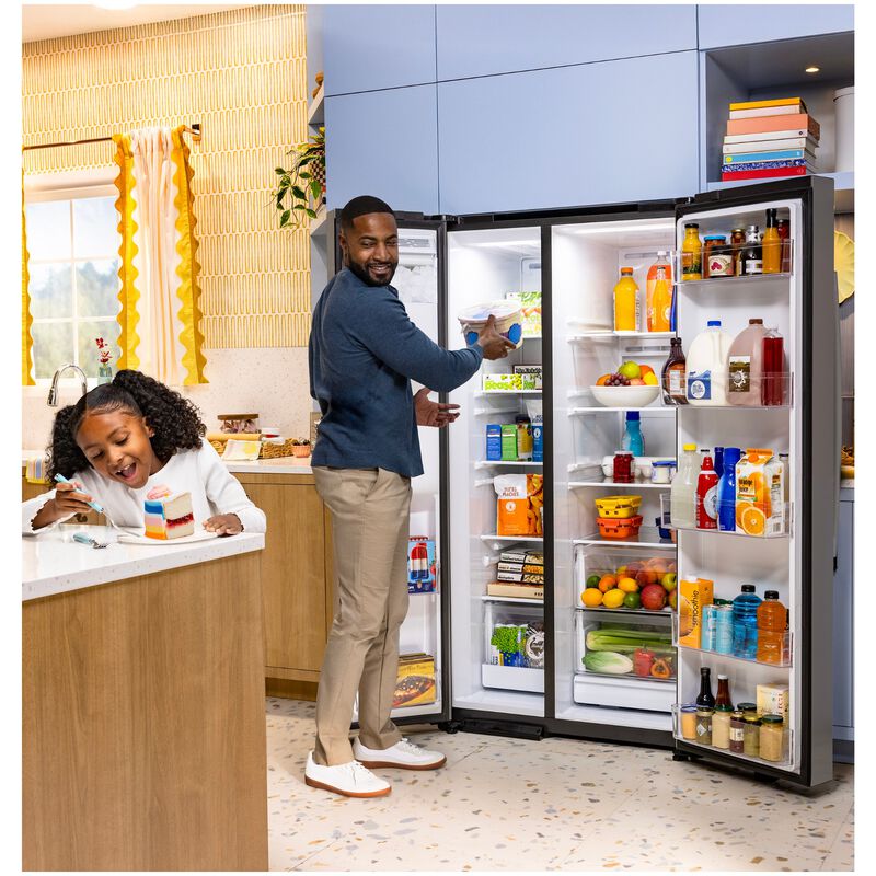 GE 36 in. 23.6 cu. ft. Counter Depth Side-by-Side Refrigerator with Ice & Water Dispenser - Slate, Slate, hires