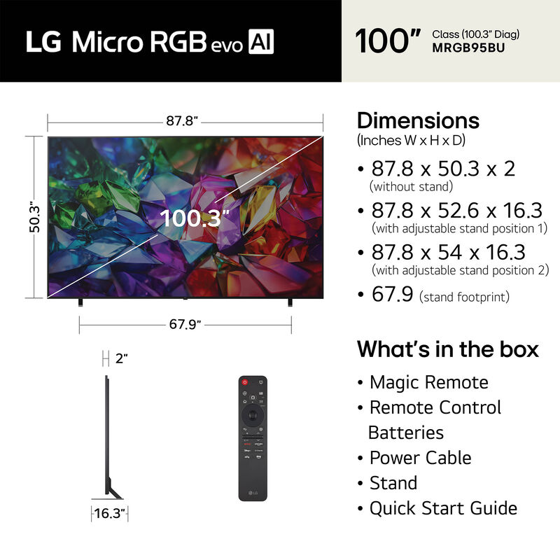LG - 100" Class MRGB95B Micro RGB 4K UHD Smart webOS TV, , hires