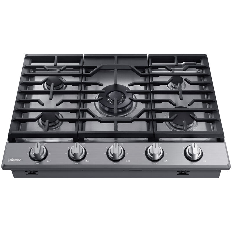 Dacor Transitional 30 in. 5-Burner Smart Natural Gas Cooktop with Griddle, Simmer Burner & Power Burner - Silver Stainless, , hires