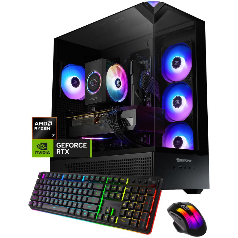 iBUYPOWER Element Gaming Desktop with AMD Ryzen 7 8700F, 4.1 GHz, 8-Core CPU, NVIDIA GeForce RTX 3050, 6GB VRAM GPU, 16 GB RAM, 1 TB SSD & Windows 11 Home - Black, , hires