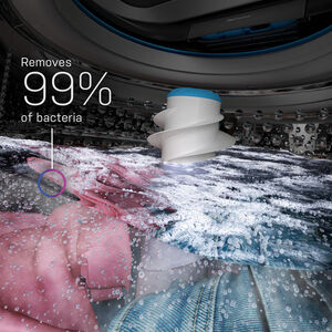 GE Profile 28 in. 5.4 cu. ft. Smart Top Load Washer with Smarter Wash Technology, FlexDispense & Sanitize with Oxi - White, White on White, hires