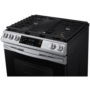 Samsung 30 in. 6.0 cu. ft. Smart Air Fry Convection Oven Slide-In Gas Range with 5 Sealed Burners & Griddle - Stainless Steel, Stainless Steel, hires
