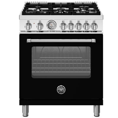 Bertazzoni Master Series 30 in. 4.7 cu. ft. Convection Oven Freestanding Natural Gas Dual Fuel Range with 5 Sealed Burners - Matte Black | MAS305DFMNEV