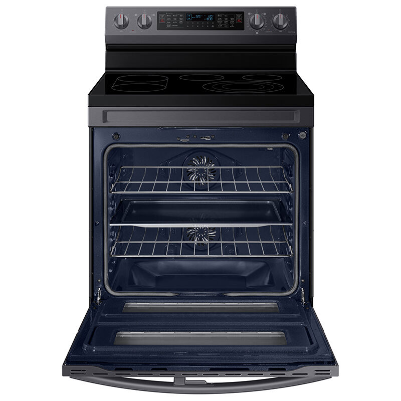 Samsung 30 in. 6.3 cu. ft. Smart Air Fry Convection Double Oven Freestanding Electric Range with 5 Radiant Burners & Griddle - Black Stainless, Black Stainless, hires