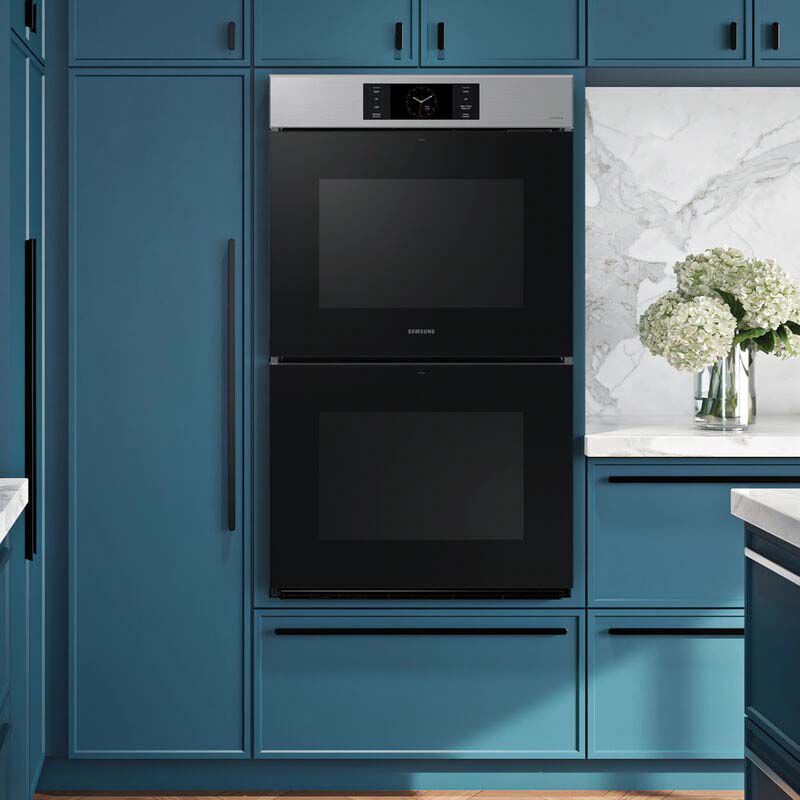Samsung Bespoke 30 in. 10.2 cu. ft. Smart Top Control SteamElectric Double Wall Oven with Dual Convection - Stainless Steel, , hires