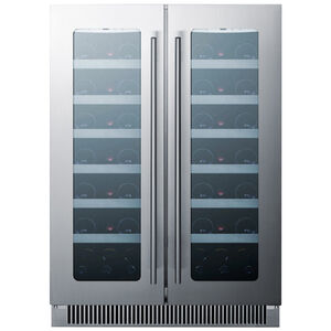 Summit Classic Collection 24 in. Compact Built-In or Freestanding Wine Cooler with 42 Bottle Capacity, Dual Temperature Zones & Digital Control - Stainless Steel, , hires