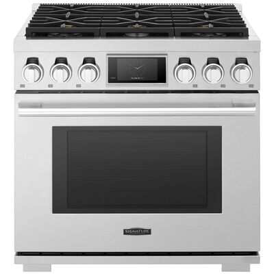 Signature Kitchen Suite 36 in. 6.3 cu. ft. Smart Standard Convection Steam Dual Fuel Range with 6 Sealed Burners - Stainless Steel | SKSDR360S