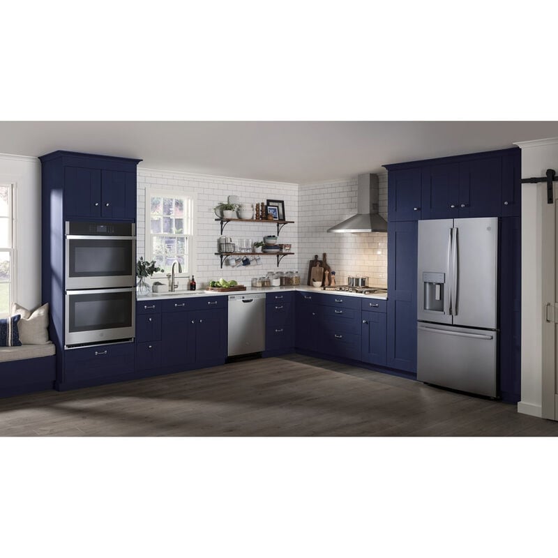 GE 30 in. Convertible Chimney Style Range Hood with 350 CFM, 4 Fan Speeds & 2 Halogen Lights - Stainless Steel, , hires